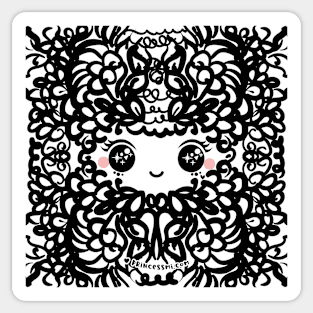 whimsical cute girl illustration Sticker